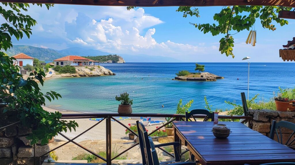 Ksamil Airbnb yakınında bulunan tropik plaj manzarası