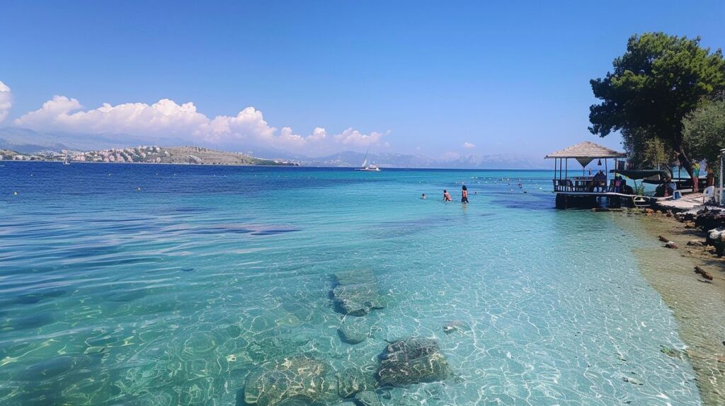 Ksamil ne zaman gidilir en iyi zamanı gösteren plaj ve deniz manzaralı fotoğraf