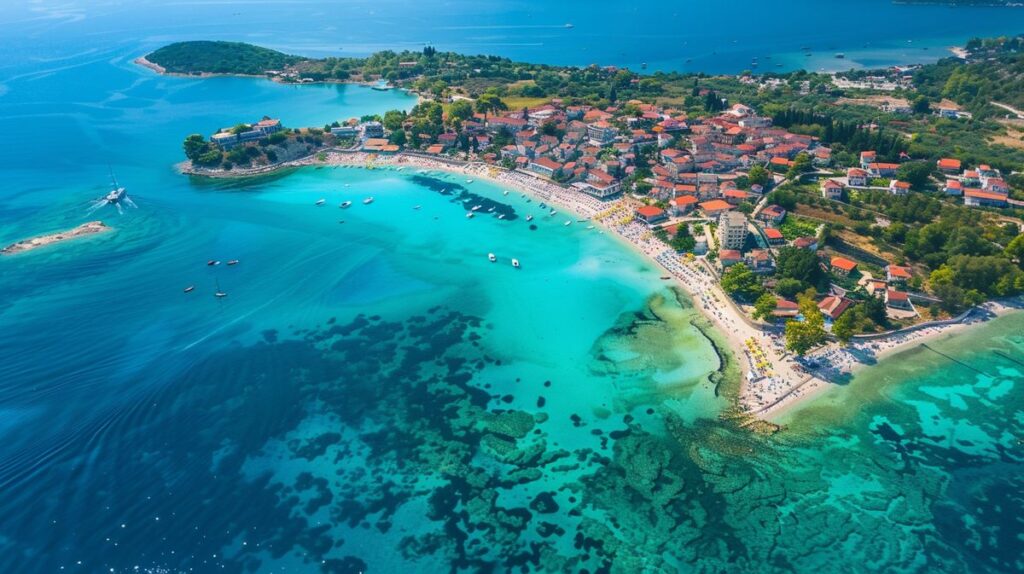 Ksamil uçuşları için bilgi veren renkli broşürün fotoğrafı