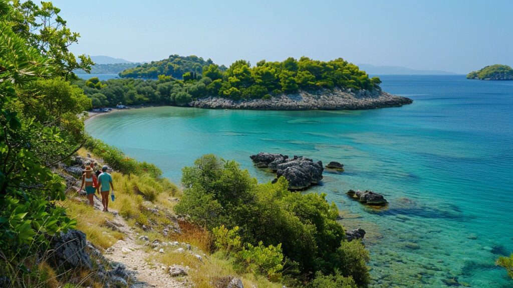 Ksamil gezi rehberi için mükemmel bir gün batımı manzarası